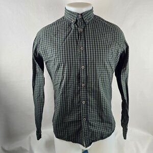 Castro Shirt Mens Medium Green Button Down Gingham Check Casual Classiccore
